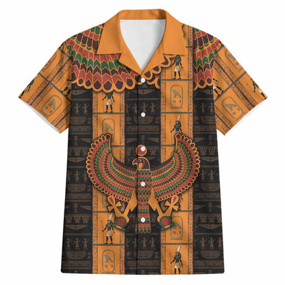 Egyptian God Horus Hawaiian Shirt Ancient Mythology Falcon Hieroglyphic Patterns