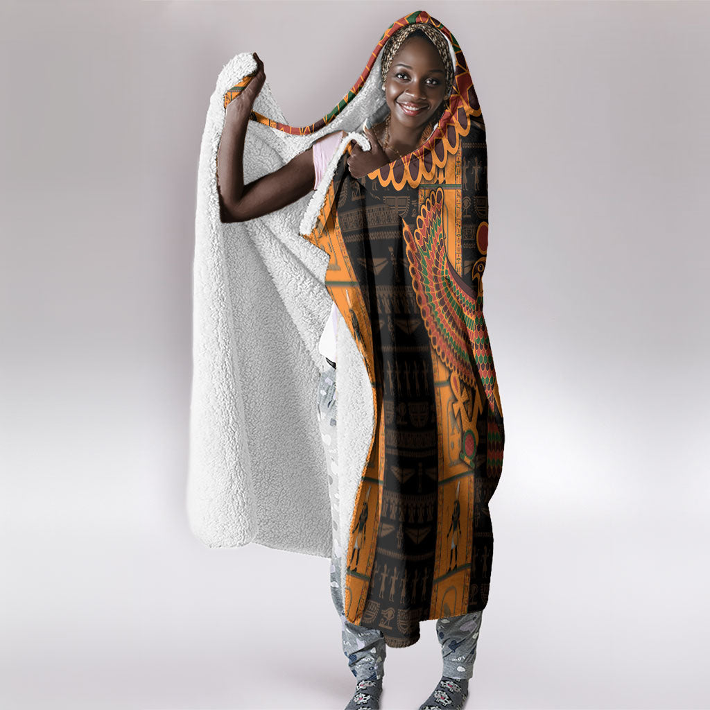 Egyptian God Horus Hooded Blanket Ancient Mythology Falcon Hieroglyphic Patterns