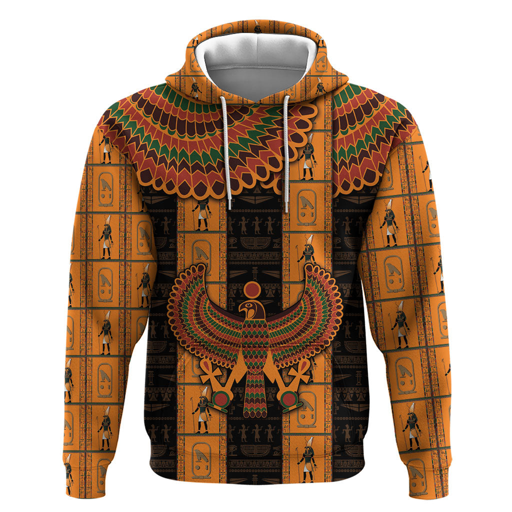 Egyptian God Horus Hoodie Ancient Mythology Falcon Hieroglyphic Patterns