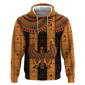 Egyptian God Horus Hoodie Ancient Mythology Falcon Hieroglyphic Patterns