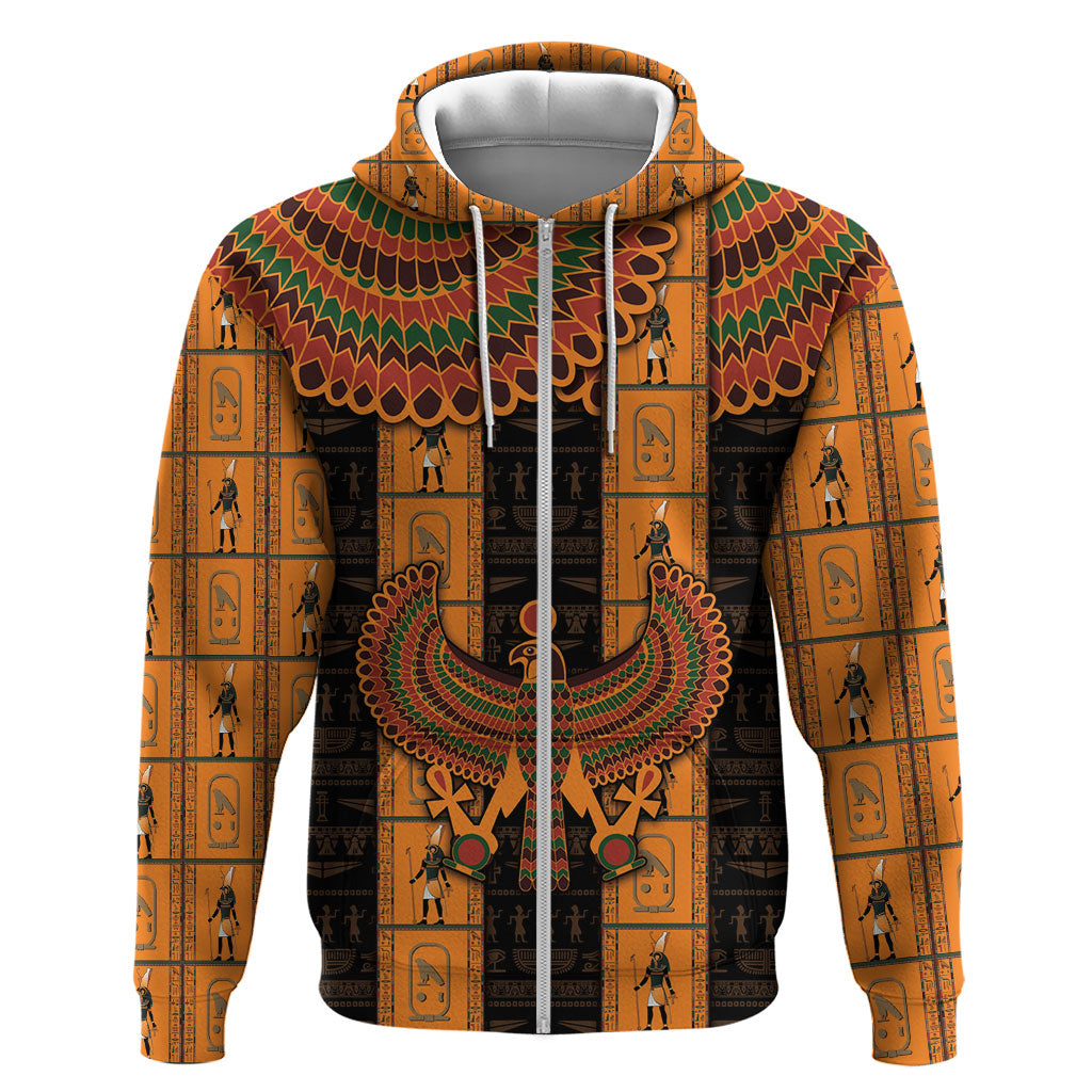 Egyptian God Horus Hoodie Ancient Mythology Falcon Hieroglyphic Patterns