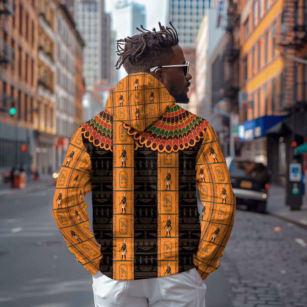 Egyptian God Horus Hoodie Ancient Mythology Falcon Hieroglyphic Patterns