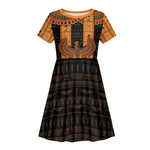 Egyptian God Horus Kid Short Sleeve Dress Ancient Mythology Falcon Hieroglyphic Patterns
