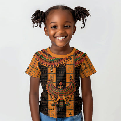 Egyptian God Horus Kid T shirt Ancient Mythology Falcon Hieroglyphic Patterns