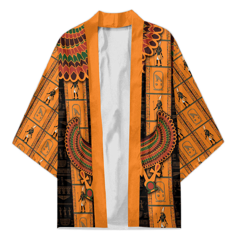 Egyptian God Horus Kimono Ancient Mythology Falcon Hieroglyphic Patterns