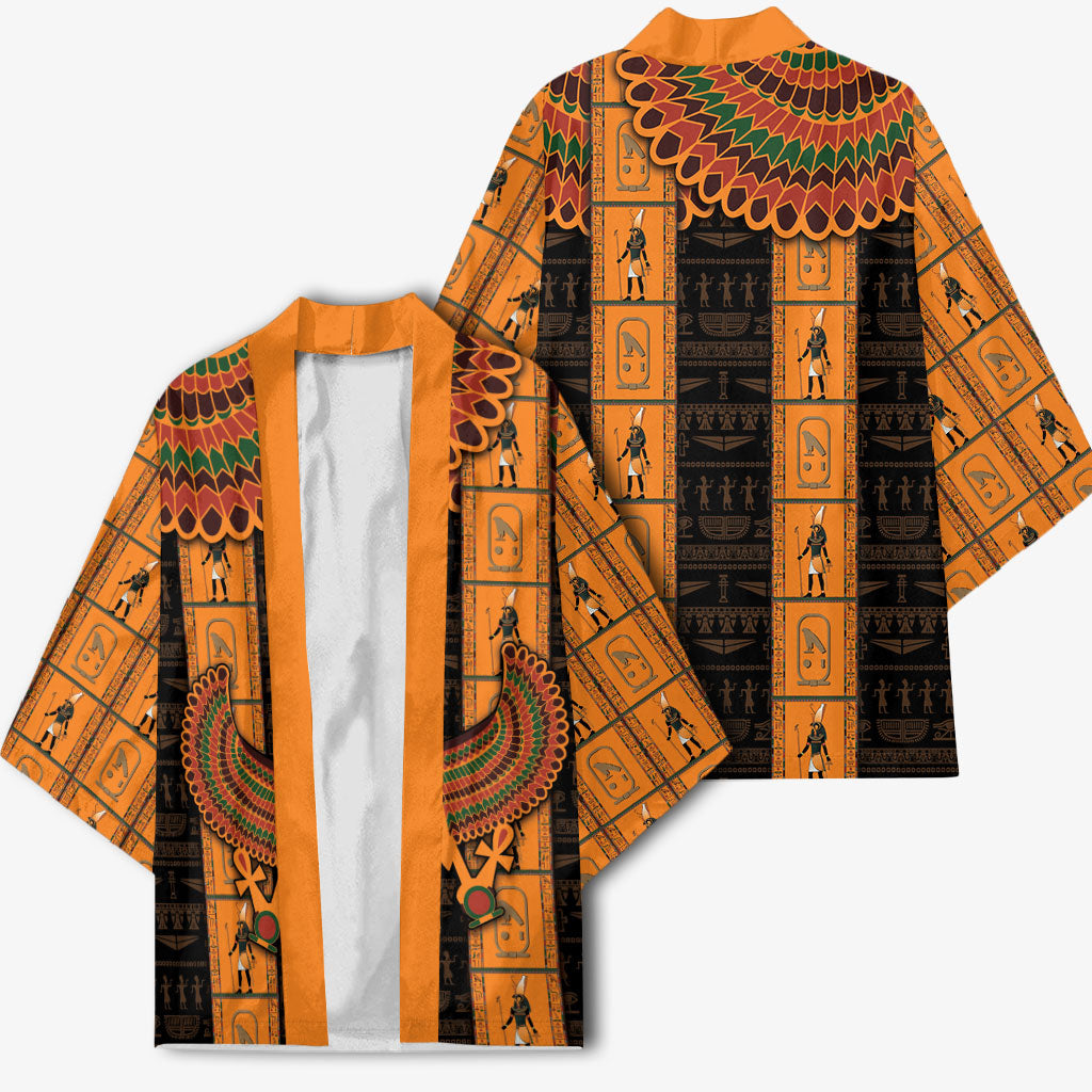 Egyptian God Horus Kimono Ancient Mythology Falcon Hieroglyphic Patterns
