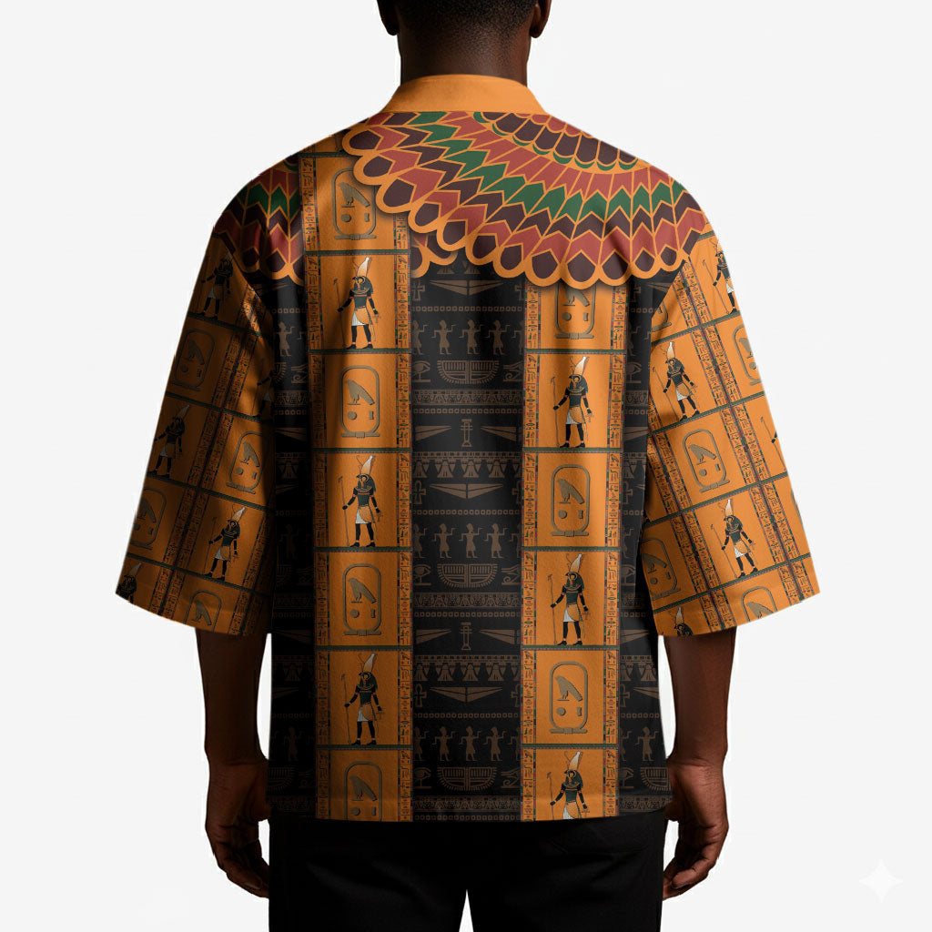 Egyptian God Horus Kimono Ancient Mythology Falcon Hieroglyphic Patterns