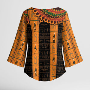 Egyptian God Horus Kimono Sleeve Blouse Ancient Mythology Falcon Hieroglyphic Patterns