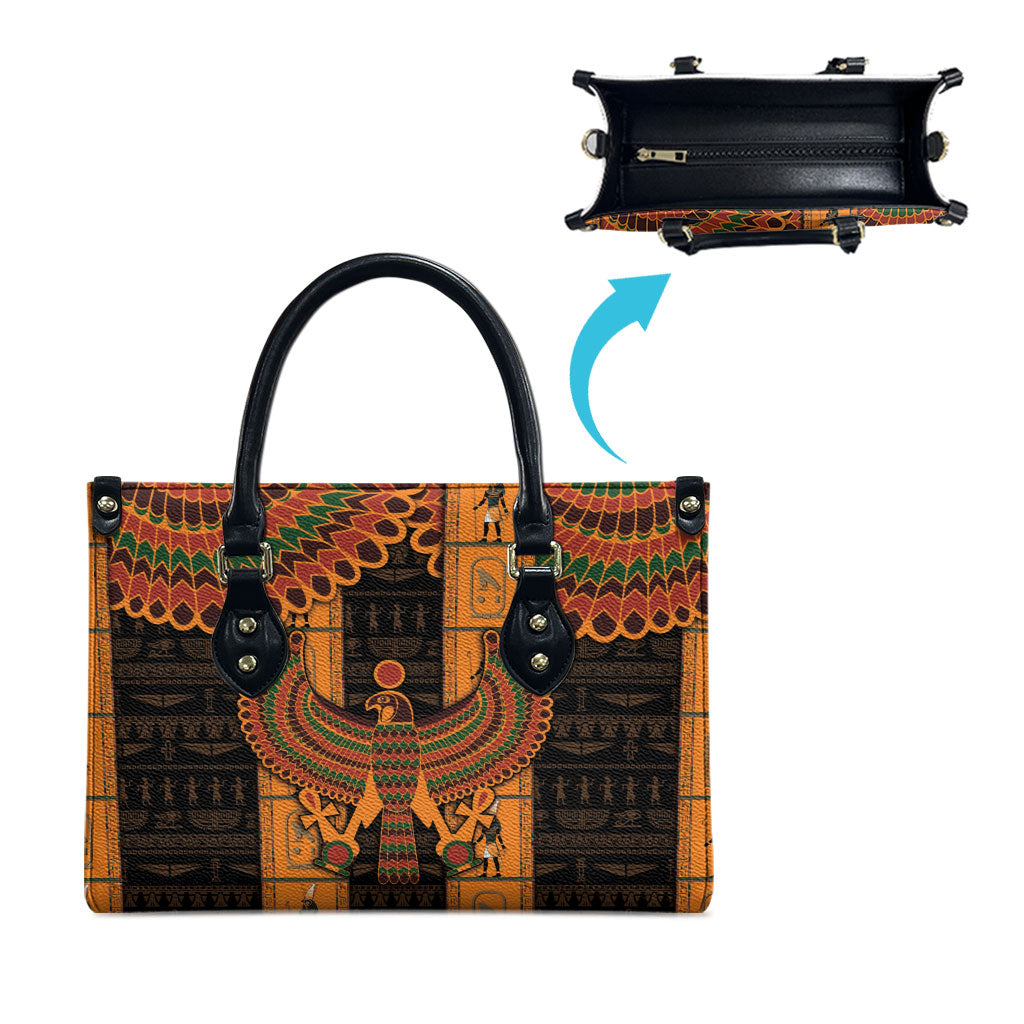 Egyptian God Horus Leather Bag Ancient Mythology Falcon Hieroglyphic Patterns