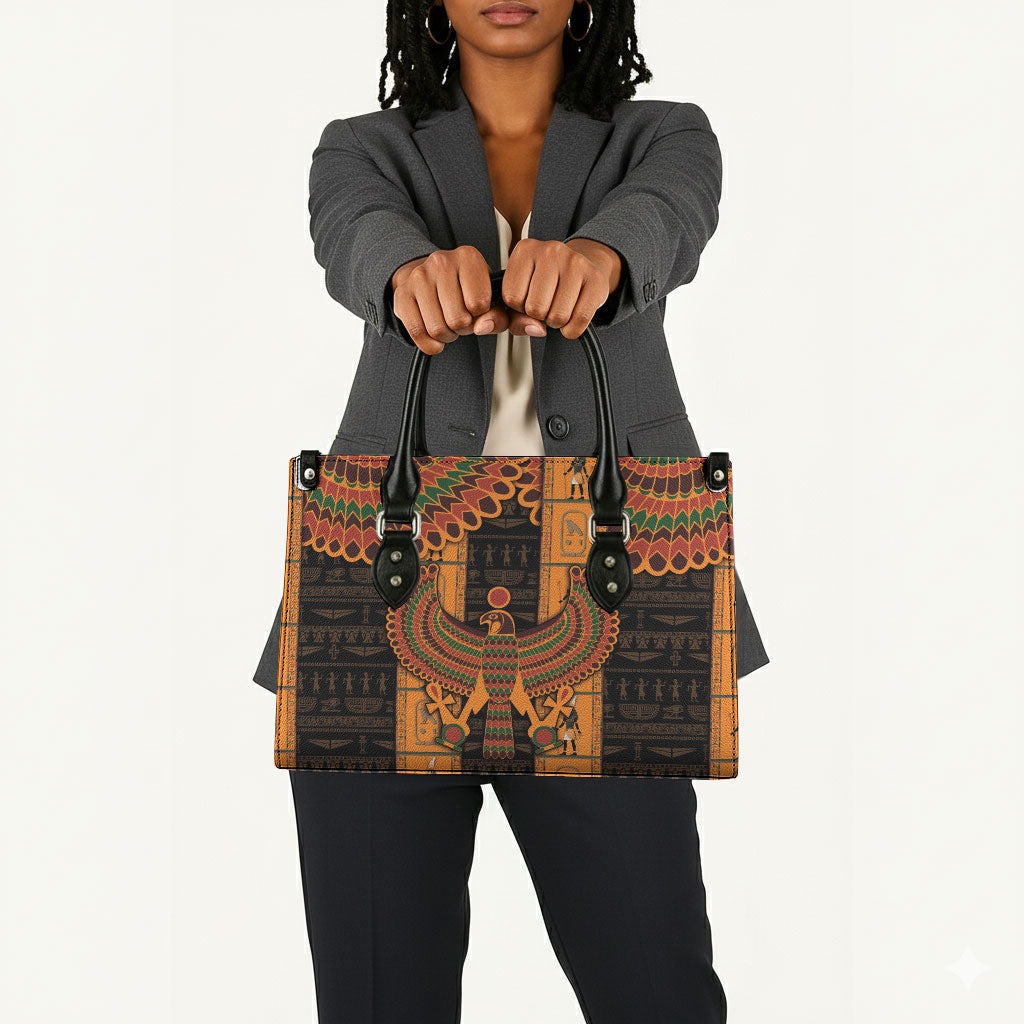Egyptian God Horus Leather Bag Ancient Mythology Falcon Hieroglyphic Patterns