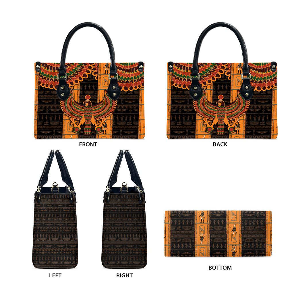 Egyptian God Horus Leather Bag Ancient Mythology Falcon Hieroglyphic Patterns