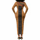 Egyptian God Horus Long Sleeve Bodycon Dress Ancient Mythology Falcon Hieroglyphic Patterns
