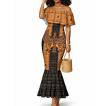 Egyptian God Horus Mermaid Dress Ancient Mythology Falcon Hieroglyphic Patterns