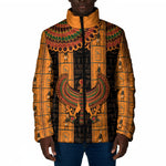 Egyptian God Horus Padded Jacket Ancient Mythology Falcon Hieroglyphic Patterns