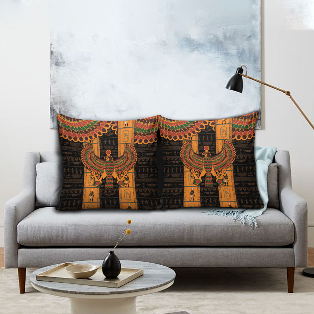 Egyptian God Horus Pillow Cover Ancient Mythology Falcon Hieroglyphic Patterns