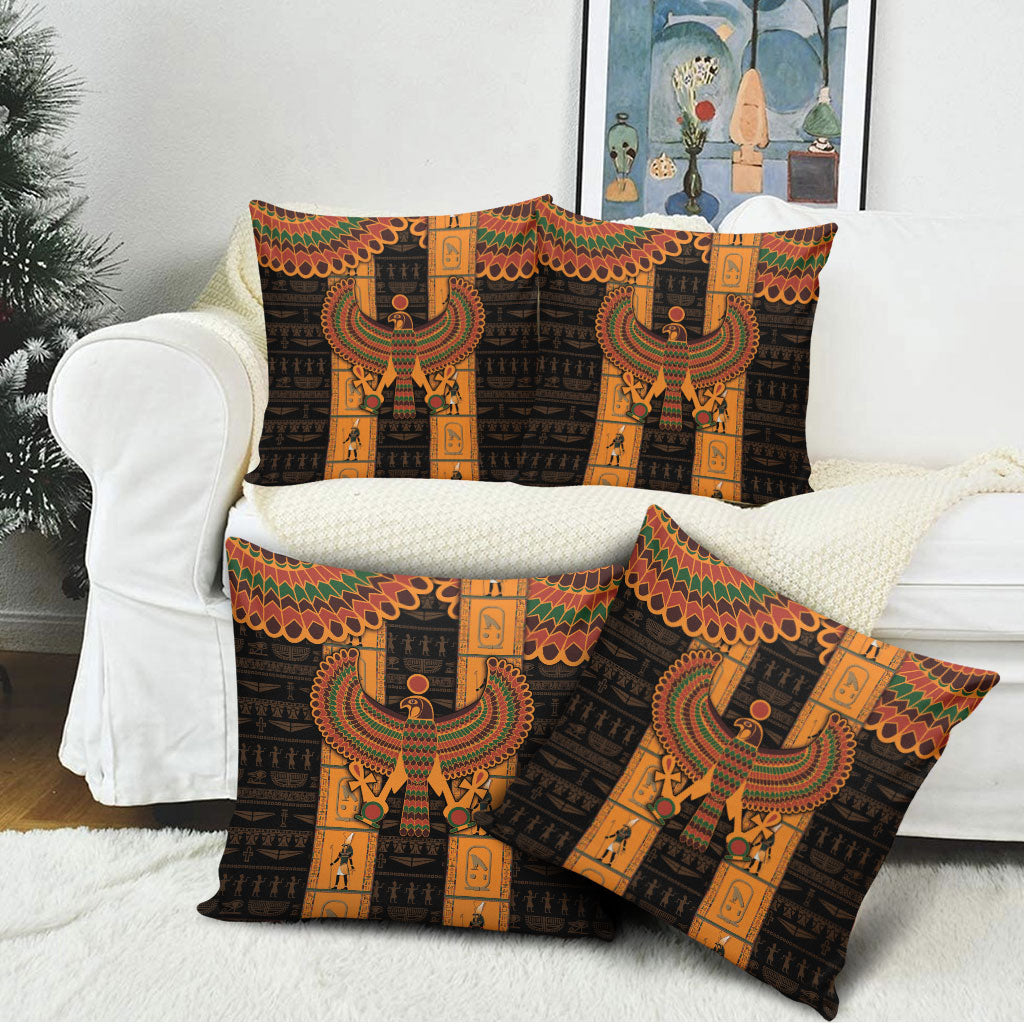 Egyptian God Horus Pillow Cover Ancient Mythology Falcon Hieroglyphic Patterns