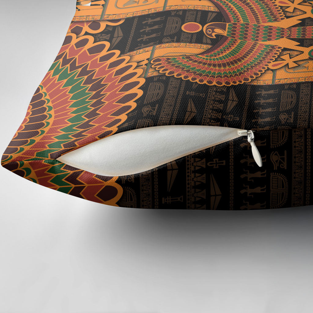 Egyptian God Horus Pillow Cover Ancient Mythology Falcon Hieroglyphic Patterns