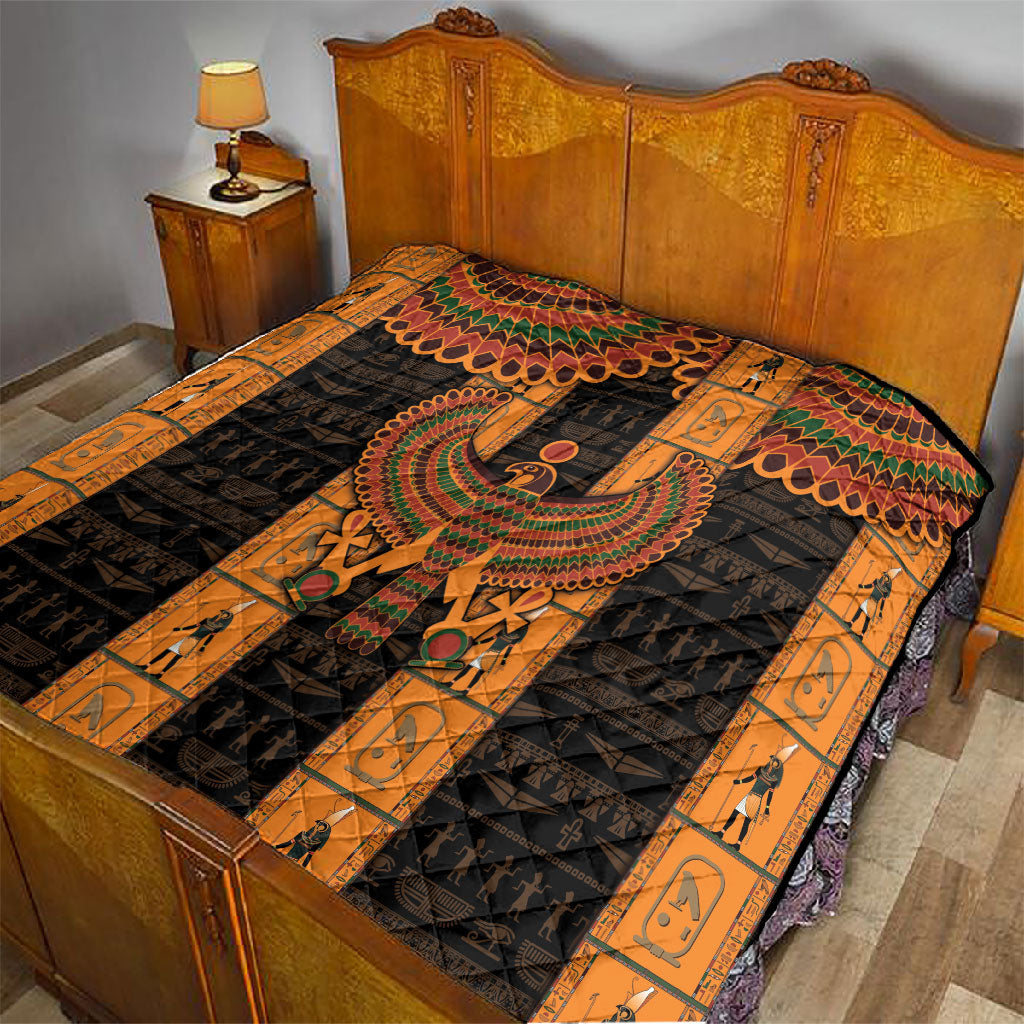 Egyptian God Horus Quilt Ancient Mythology Falcon Hieroglyphic Patterns