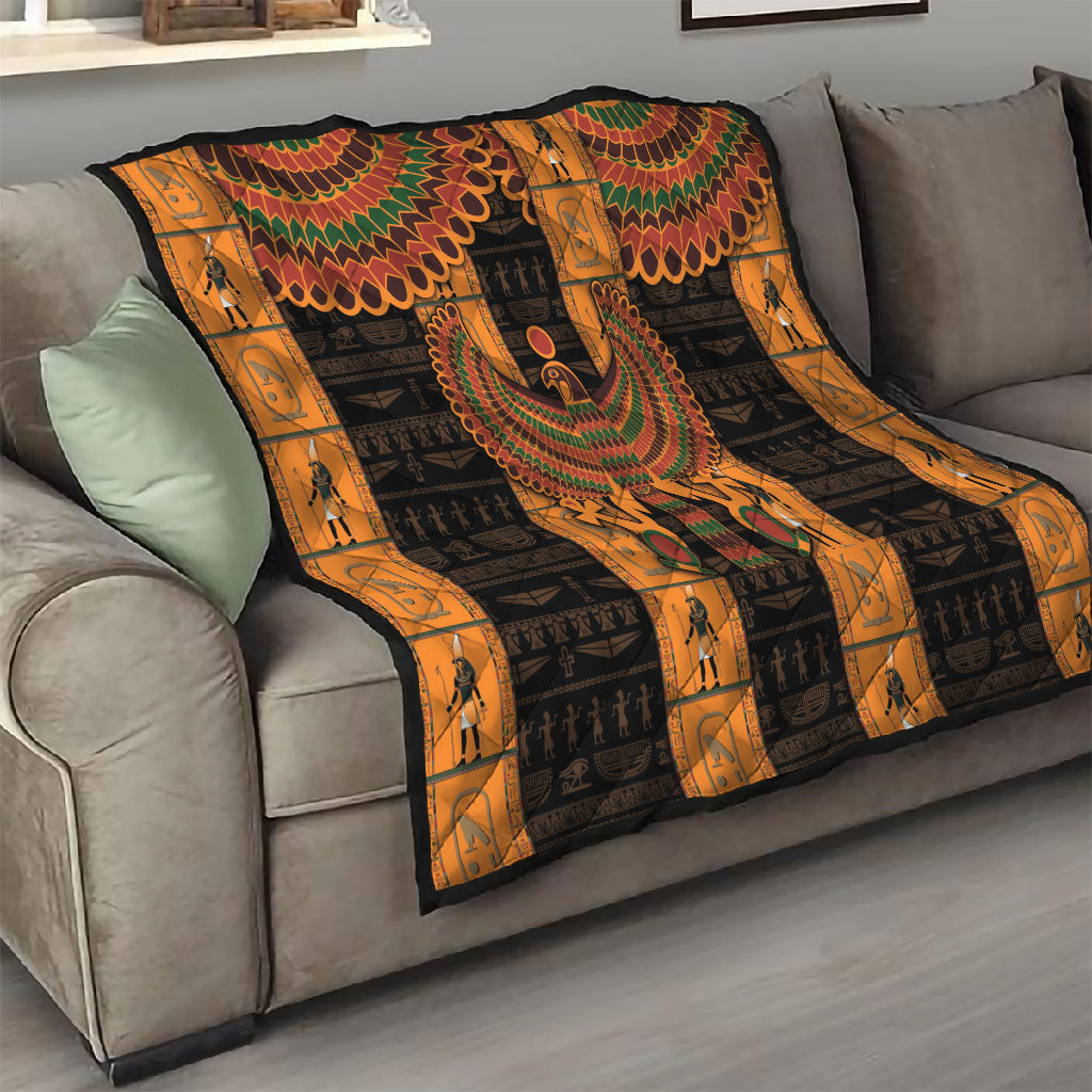 Egyptian God Horus Quilt Ancient Mythology Falcon Hieroglyphic Patterns