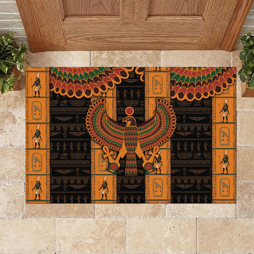 Egyptian God Horus Rubber Doormat Ancient Mythology Falcon Hieroglyphic Patterns