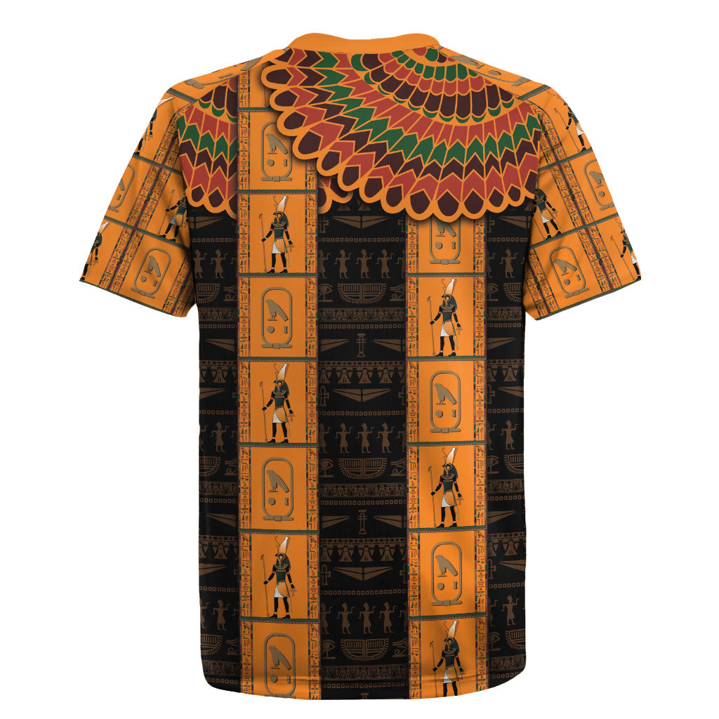 Egyptian God Horus Rugby Jersey Ancient Mythology Falcon Hieroglyphic Patterns