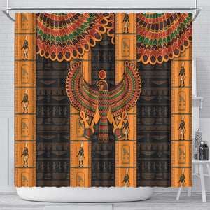 Egyptian God Horus Shower Curtain Ancient Mythology Falcon Hieroglyphic Patterns