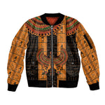 Egyptian God Horus Sleeve Zip Bomber Jacket Ancient Mythology Falcon Hieroglyphic Patterns