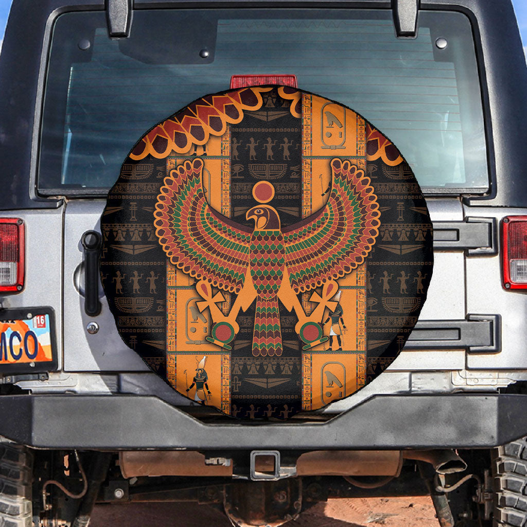 Egyptian God Horus Spare Tire Cover Ancient Mythology Falcon Hieroglyphic Patterns