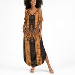 Egyptian God Horus Summer Maxi Dress Ancient Mythology Falcon Hieroglyphic Patterns