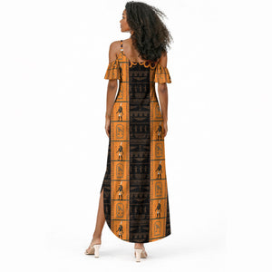 Egyptian God Horus Summer Maxi Dress Ancient Mythology Falcon Hieroglyphic Patterns