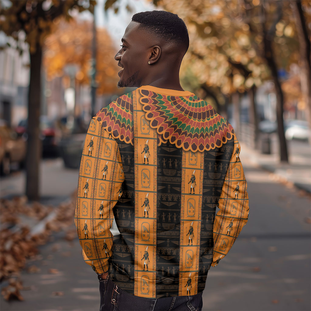Egyptian God Horus Sweatshirt Ancient Mythology Falcon Hieroglyphic Patterns