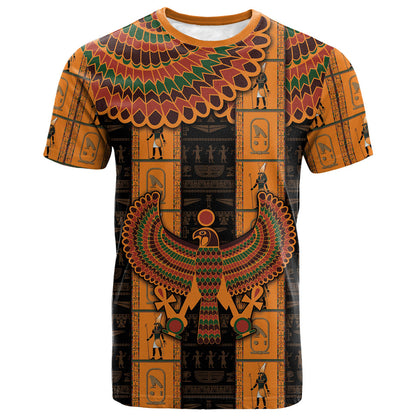 Egyptian God Horus T shirt Ancient Mythology Falcon Hieroglyphic Patterns