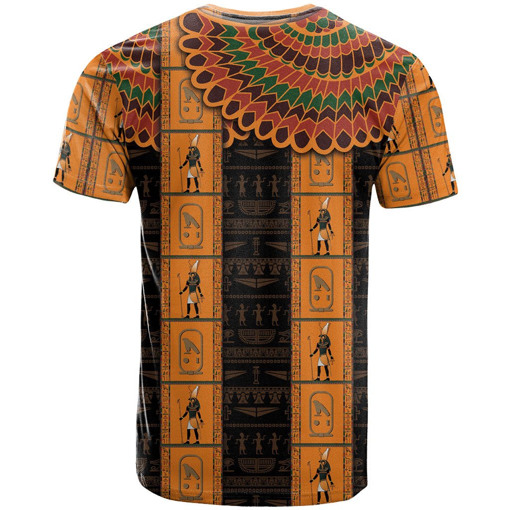 Egyptian God Horus T shirt Ancient Mythology Falcon Hieroglyphic Patterns
