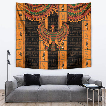 Egyptian God Horus Tapestry Ancient Mythology Falcon Hieroglyphic Patterns