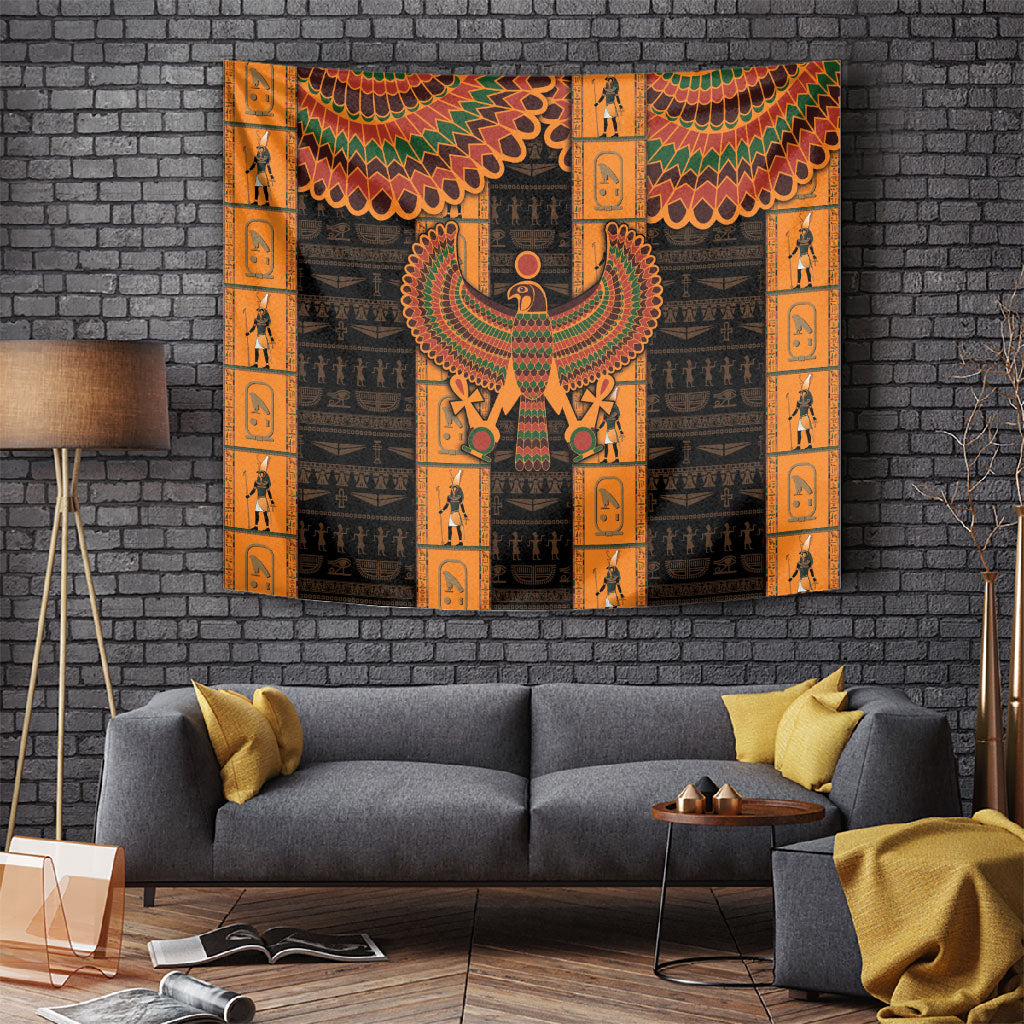 Egyptian God Horus Tapestry Ancient Mythology Falcon Hieroglyphic Patterns