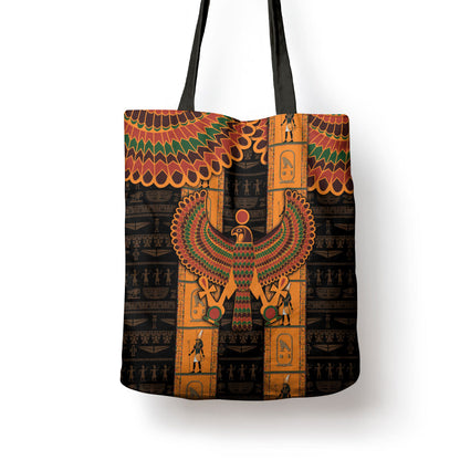 Egyptian God Horus Tote Bag Ancient Mythology Falcon Hieroglyphic Patterns