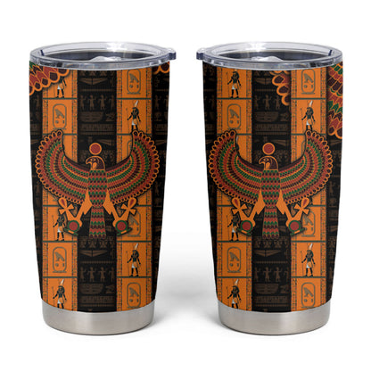 Egyptian God Horus Tumbler Cup Ancient Mythology Falcon Hieroglyphic Patterns