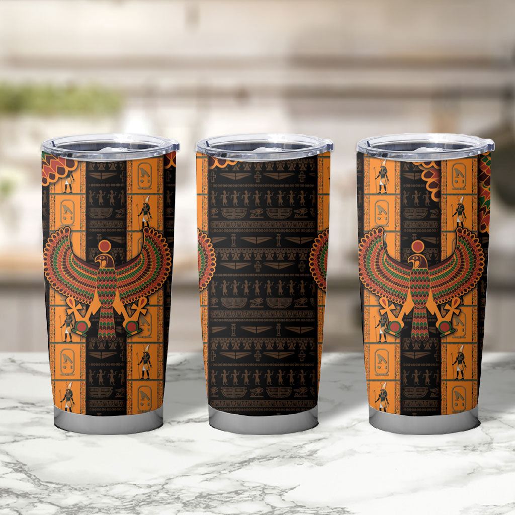 Egyptian God Horus Tumbler Cup Ancient Mythology Falcon Hieroglyphic Patterns