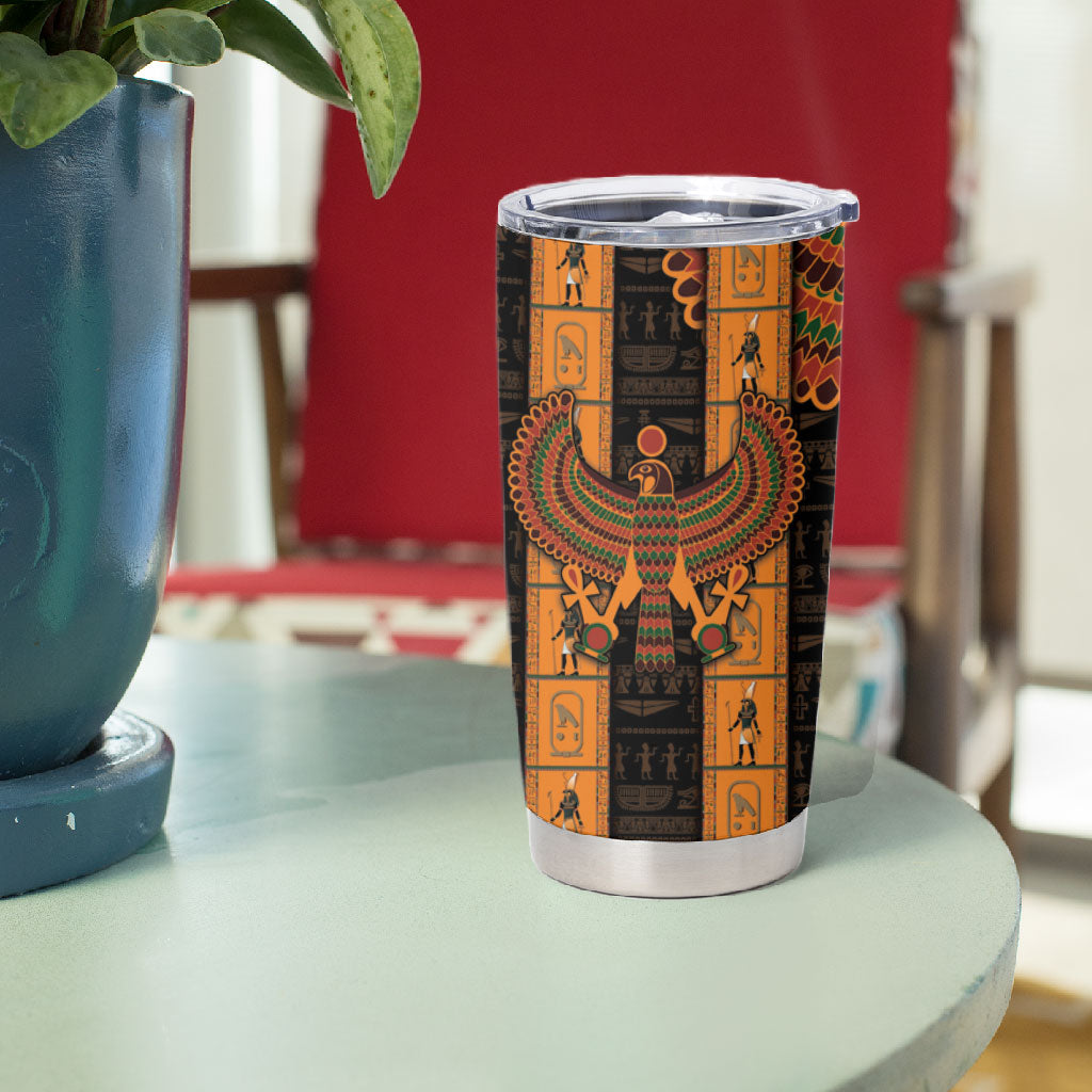 Egyptian God Horus Tumbler Cup Ancient Mythology Falcon Hieroglyphic Patterns