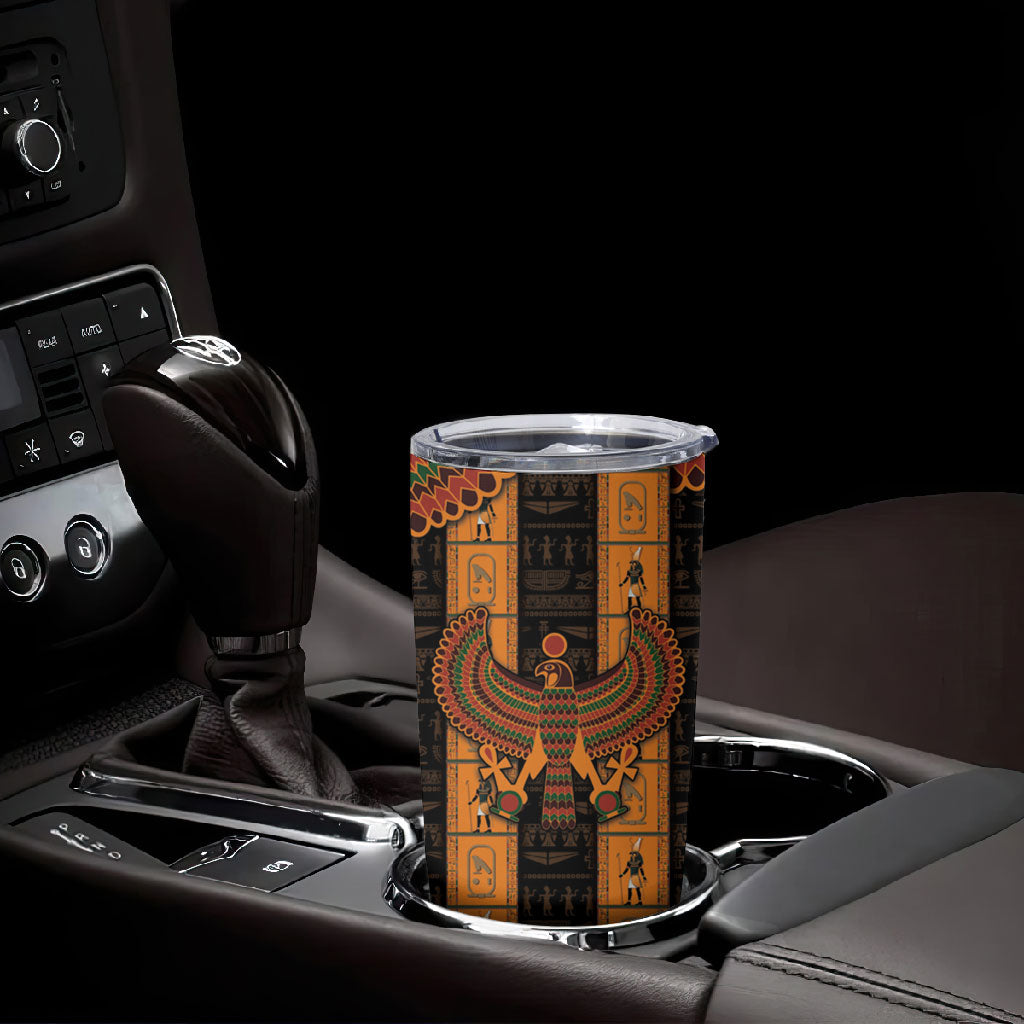 Egyptian God Horus Tumbler Cup Ancient Mythology Falcon Hieroglyphic Patterns