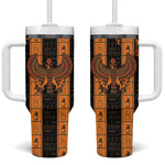 Egyptian God Horus Tumbler With Handle Ancient Mythology Falcon Hieroglyphic Patterns