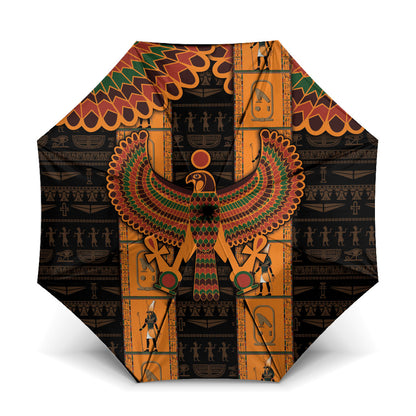 Egyptian God Horus Umbrella Ancient Mythology Falcon Hieroglyphic Patterns