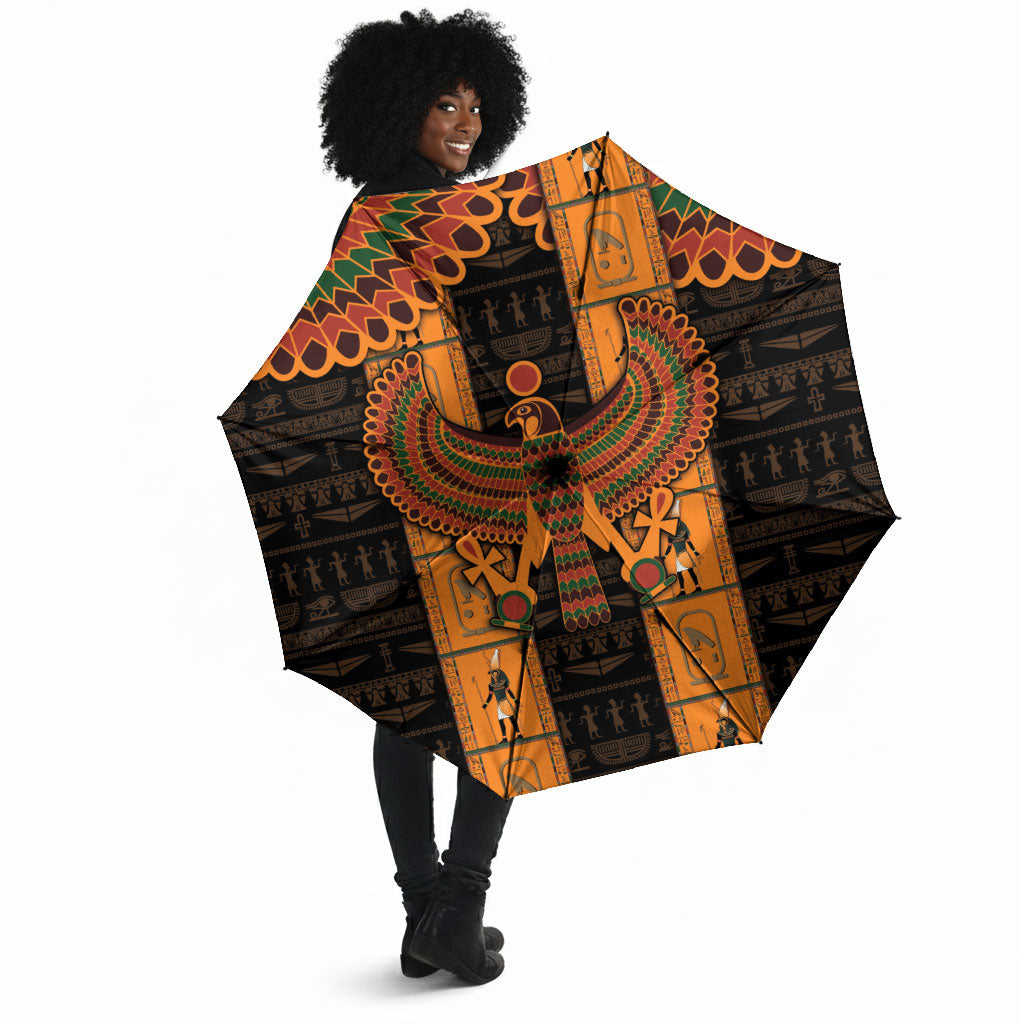 Egyptian God Horus Umbrella Ancient Mythology Falcon Hieroglyphic Patterns