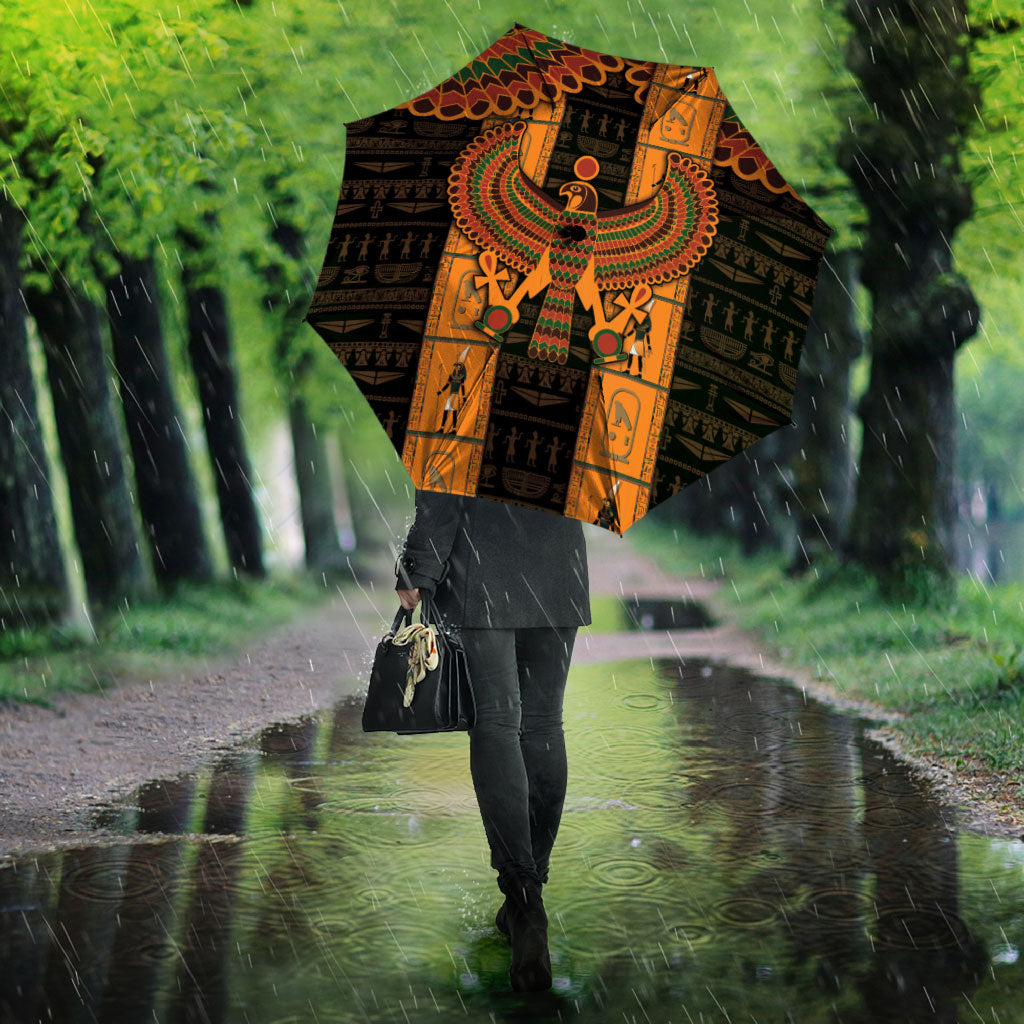 Egyptian God Horus Umbrella Ancient Mythology Falcon Hieroglyphic Patterns