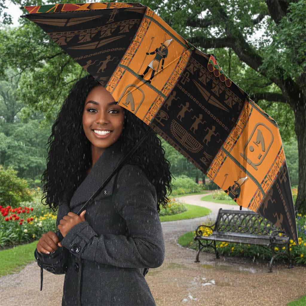 Egyptian God Horus Umbrella Ancient Mythology Falcon Hieroglyphic Patterns