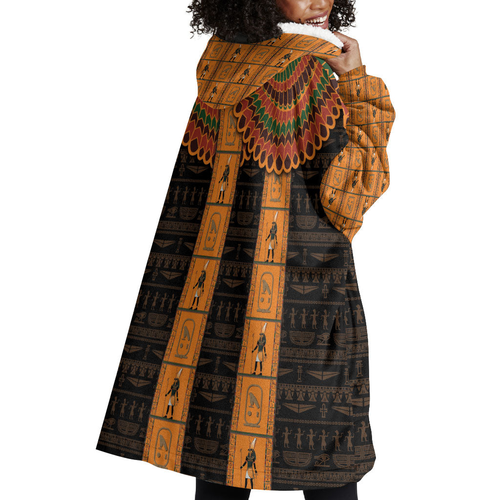Egyptian God Horus Wearable Blanket Hoodie Ancient Mythology Falcon Hieroglyphic Patterns