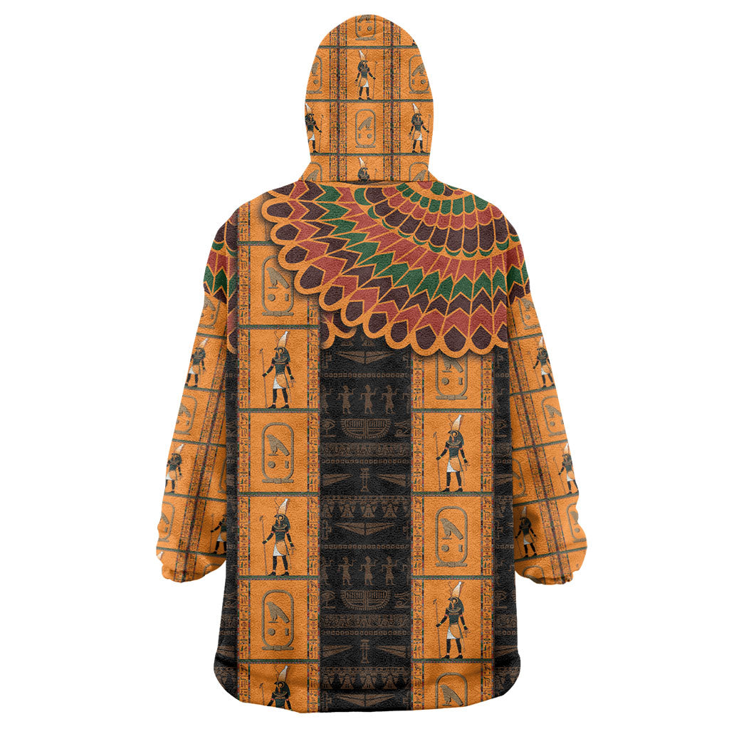 Egyptian God Horus Wearable Blanket Hoodie Ancient Mythology Falcon Hieroglyphic Patterns