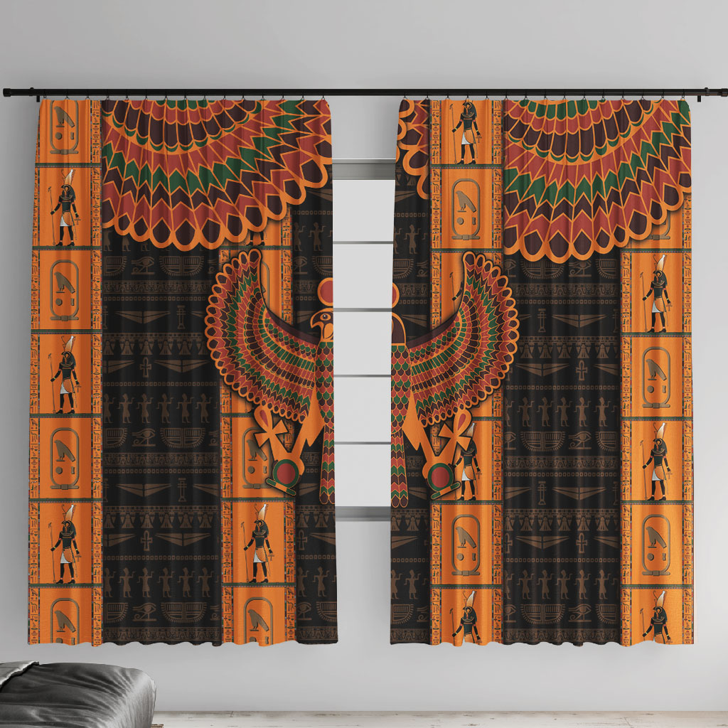 Egyptian God Horus Window Curtain Ancient Mythology Falcon Hieroglyphic Patterns