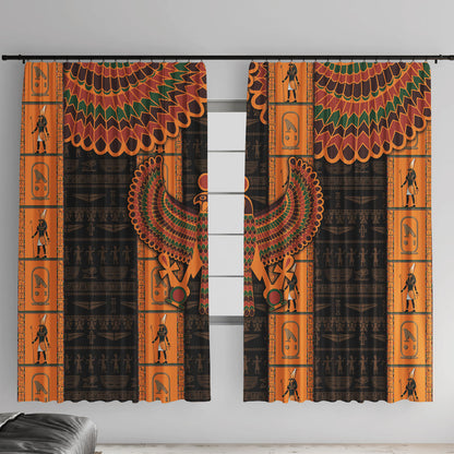 Egyptian God Horus Window Curtain Ancient Mythology Falcon Hieroglyphic Patterns