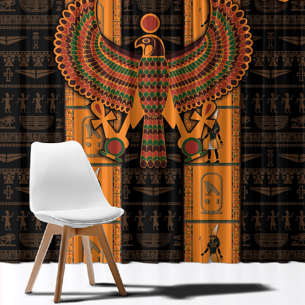 Egyptian God Horus Window Curtain Ancient Mythology Falcon Hieroglyphic Patterns